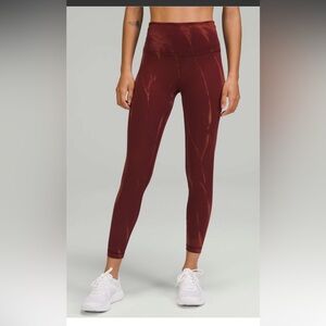 Lululemon Wunder Train High Rise Tight 25” Sun Bleached Red Merlot Sz 2 Everlux